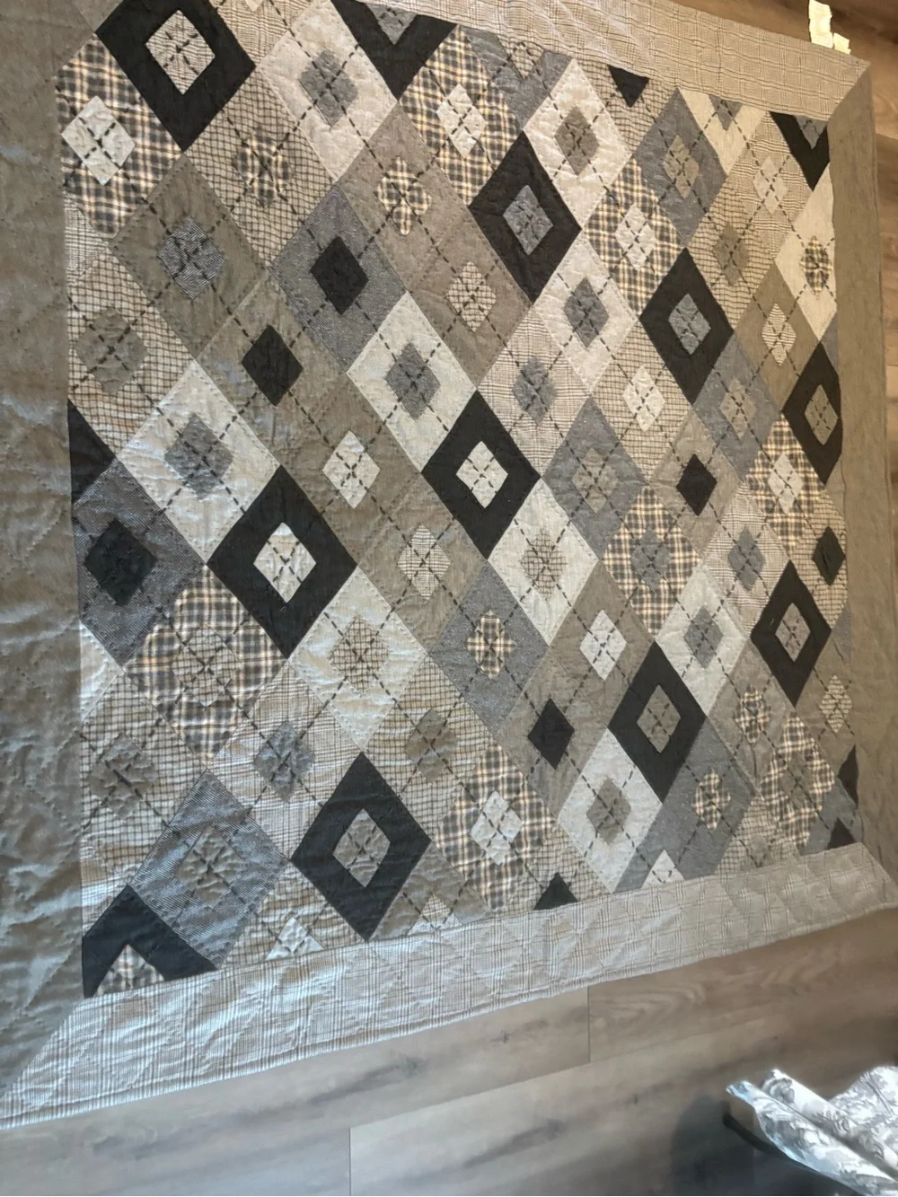 Pottery barn Handmade Patchwork Quilt - Gray queen